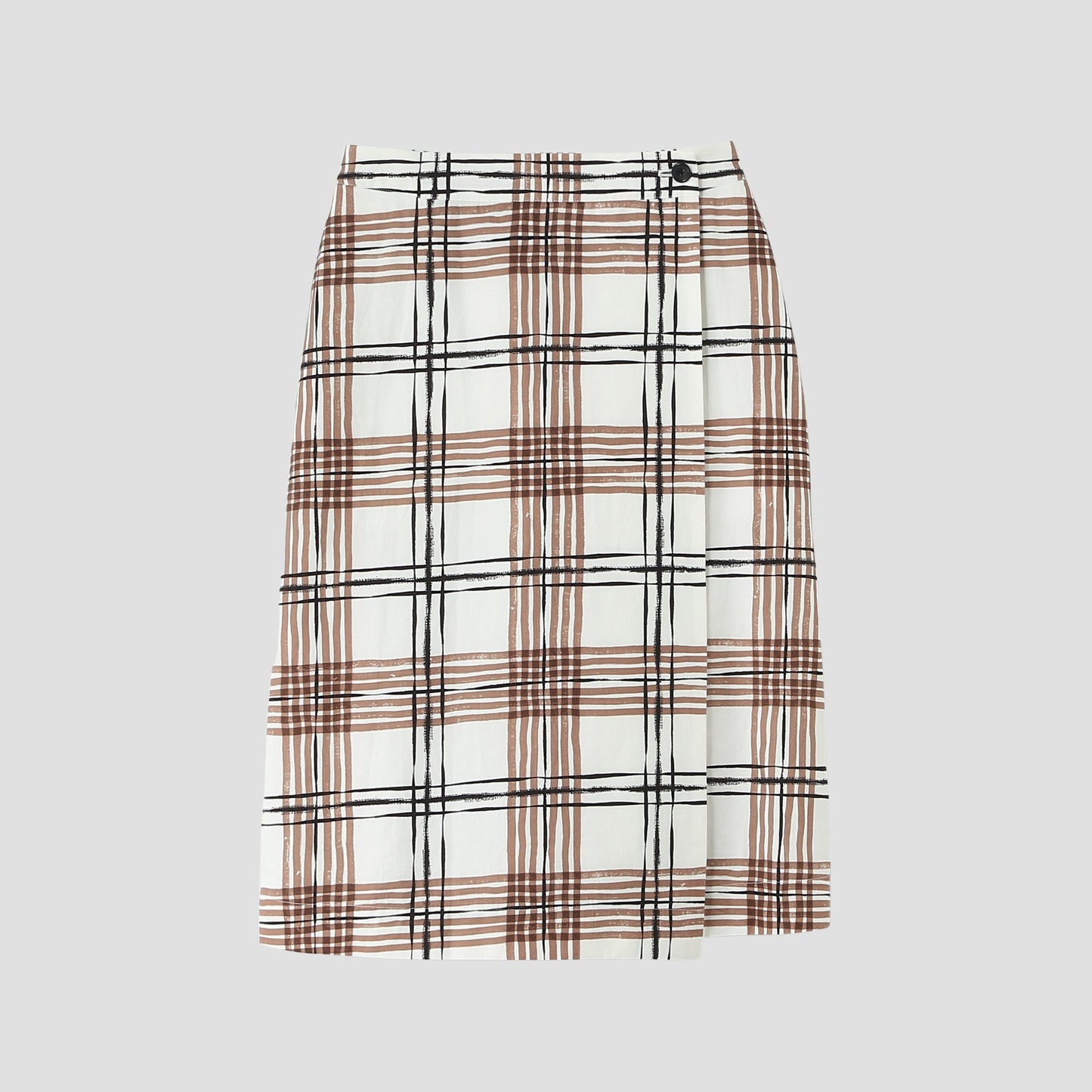 PAINTED CHECK COTTON LINEN SKIRT