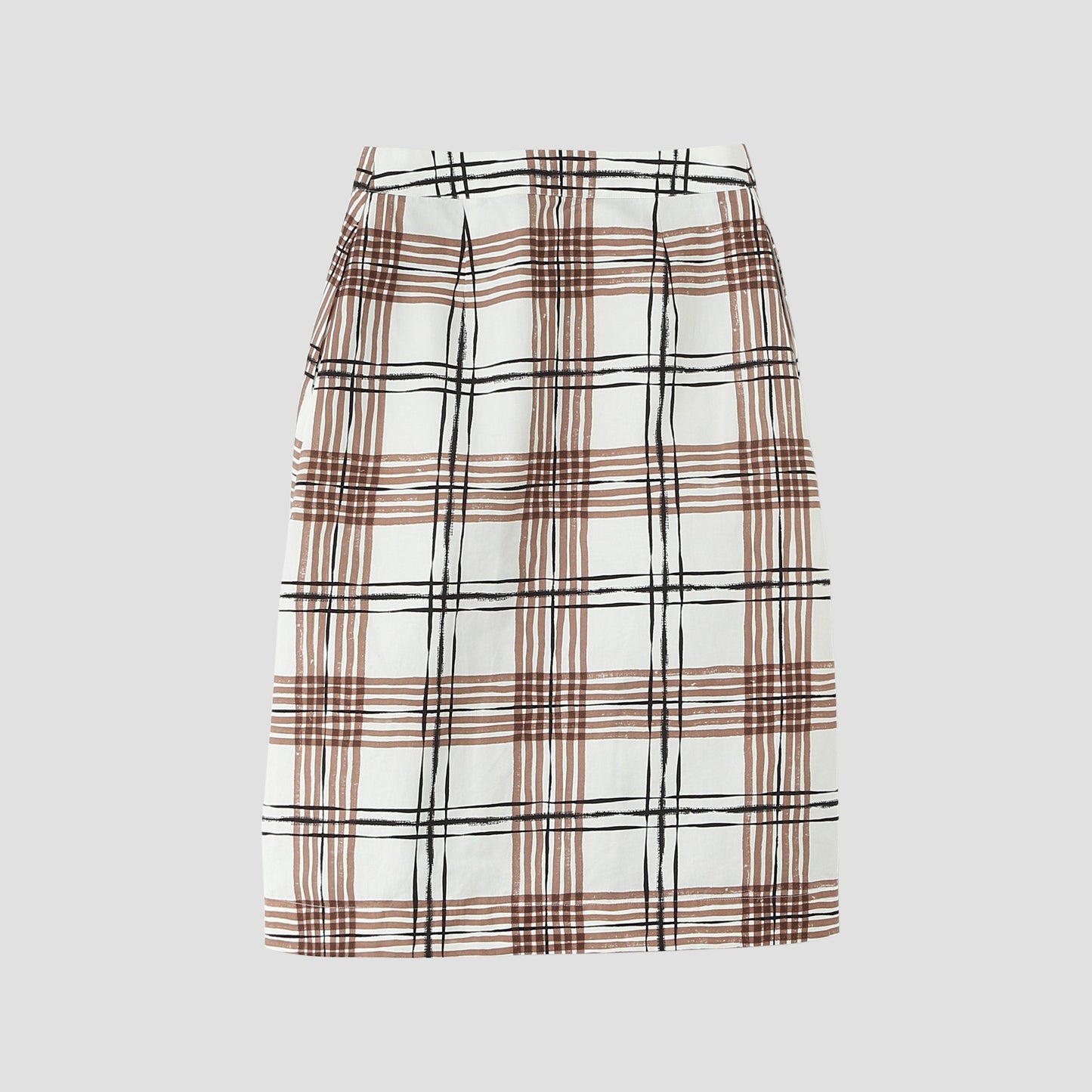 PAINTED CHECK COTTON LINEN SKIRT