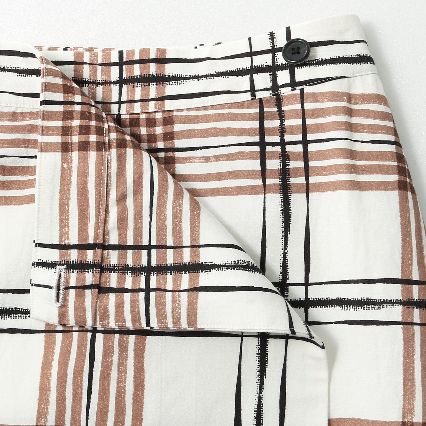PAINTED CHECK COTTON LINEN SKIRT