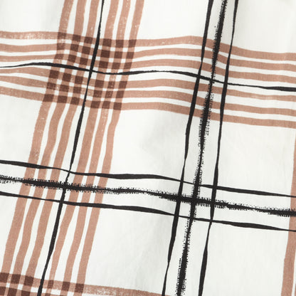 PAINTED CHECK COTTON LINEN SKIRT