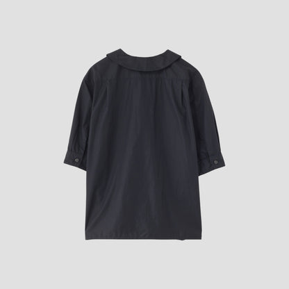 BLACK CHINTZ COTTON SHIRT