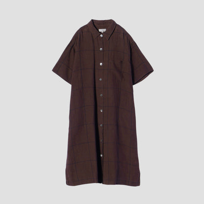 LARGE WINDOWPANE LINEN DRESS