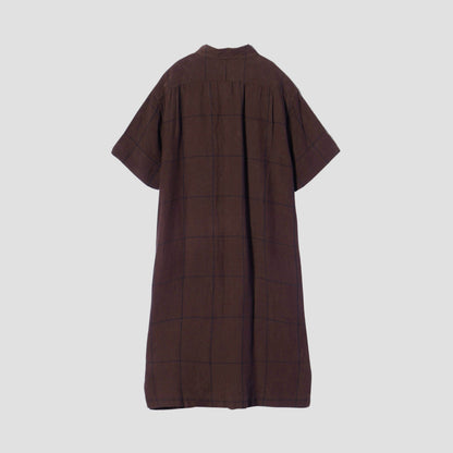 LARGE WINDOWPANE LINEN DRESS