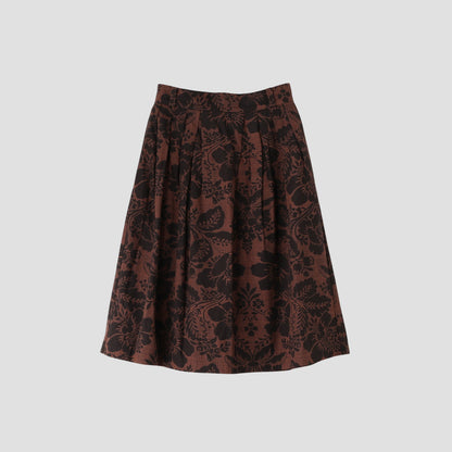 DAMASK COTTON LINEN TWILL SKIRT