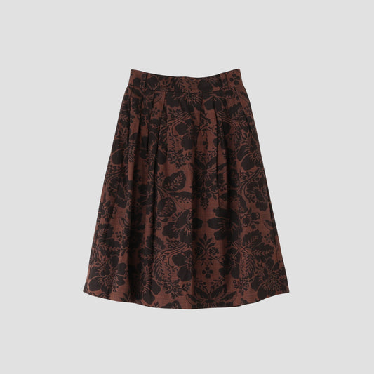 DAMASK COTTON LINEN TWILL SKIRT
