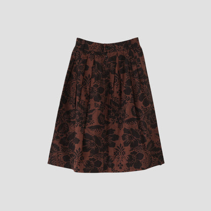 DAMASK COTTON LINEN TWILL SKIRT