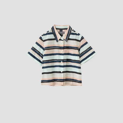 COTTON SILK PAINTED STRIPE SHIRT