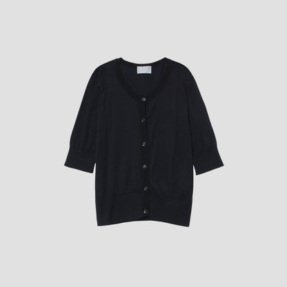 SEA ISLAND COTTON HIGH RIB CARDIGAN KNIT