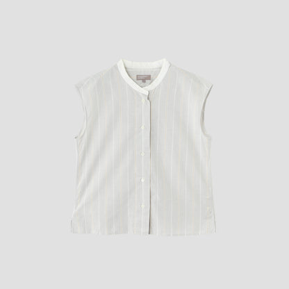 WIDE PJ STRIPE COTTON LINEN SHIRT