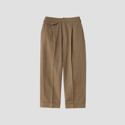 COTTON LINEN PLAIN WEAVE TROUSERS