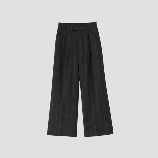 WIDE STRIPE FINE WOOL TROUSERS