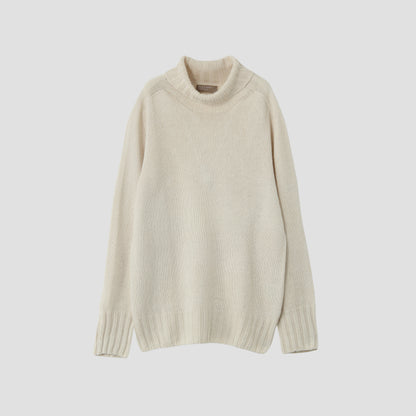 LINEN COTTON WIDE ROLL NECK KNIT