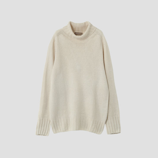 LINEN COTTON WIDE ROLL NECK KNIT