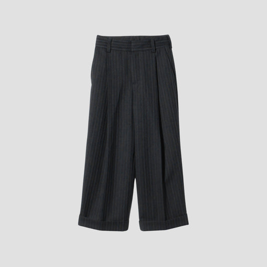 MORNING STRIPE WOOL TWILL TROUSERS