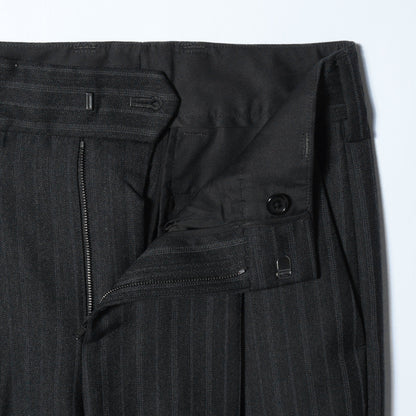 MORNING STRIPE WOOL TWILL TROUSERS
