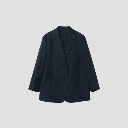 CHALK STRIPE LINEN WOOL JACKET