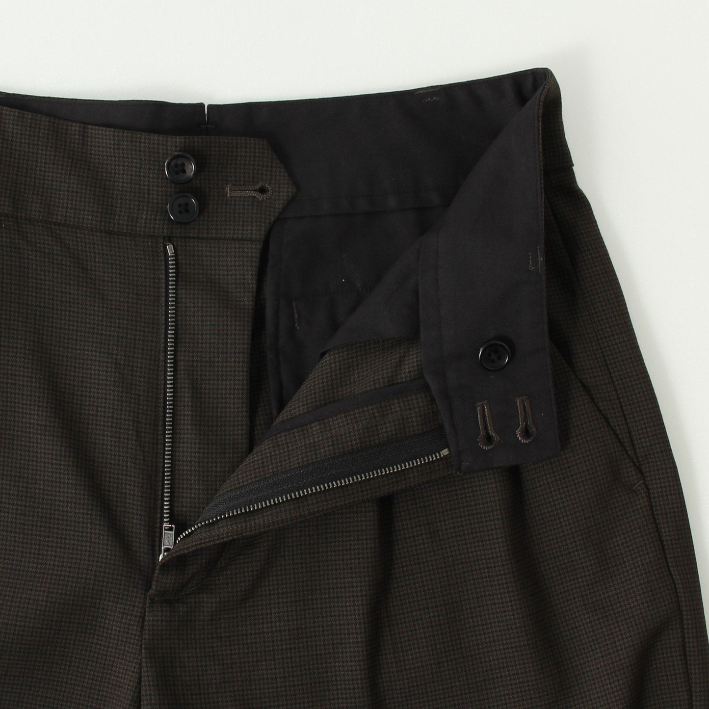 FINE CHECK WOOL TROUSERS