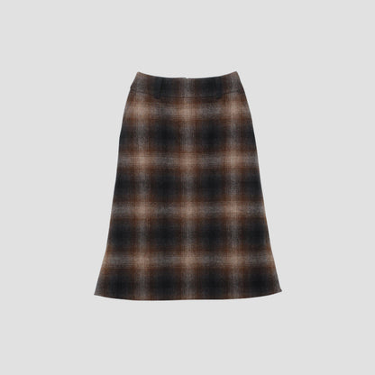 SHADOW CHECK WOOL SKIRT