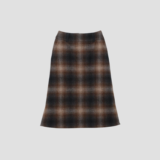 SHADOW CHECK WOOL SKIRT