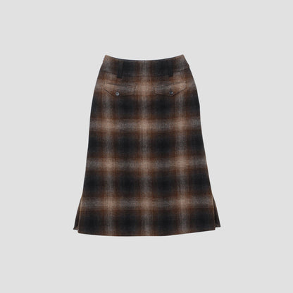 SHADOW CHECK WOOL SKIRT