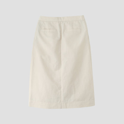 PLAIN WEAVE COTTON LINEN SKIRT