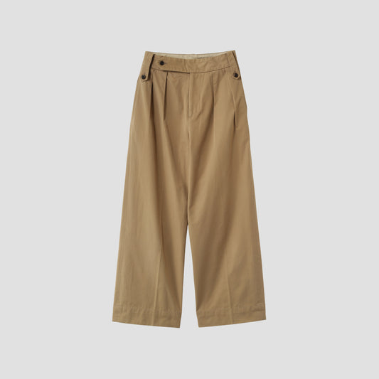 HIGH DENSE LINEN TWILL TROUSERS