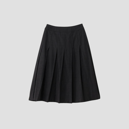 LARGE CHECK WOOL COTTON SKIRT