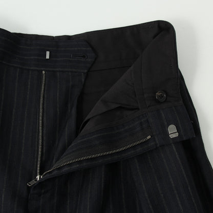 CHALK STRIPE LINEN WOOL TROUSERS