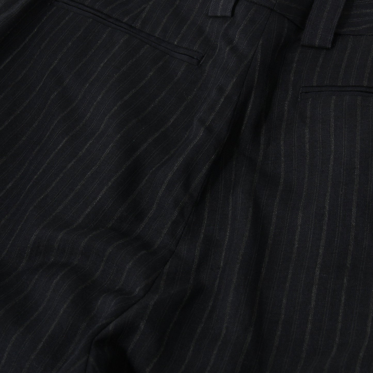 CHALK STRIPE LINEN WOOL TROUSERS