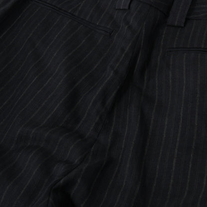 CHALK STRIPE LINEN WOOL TROUSERS