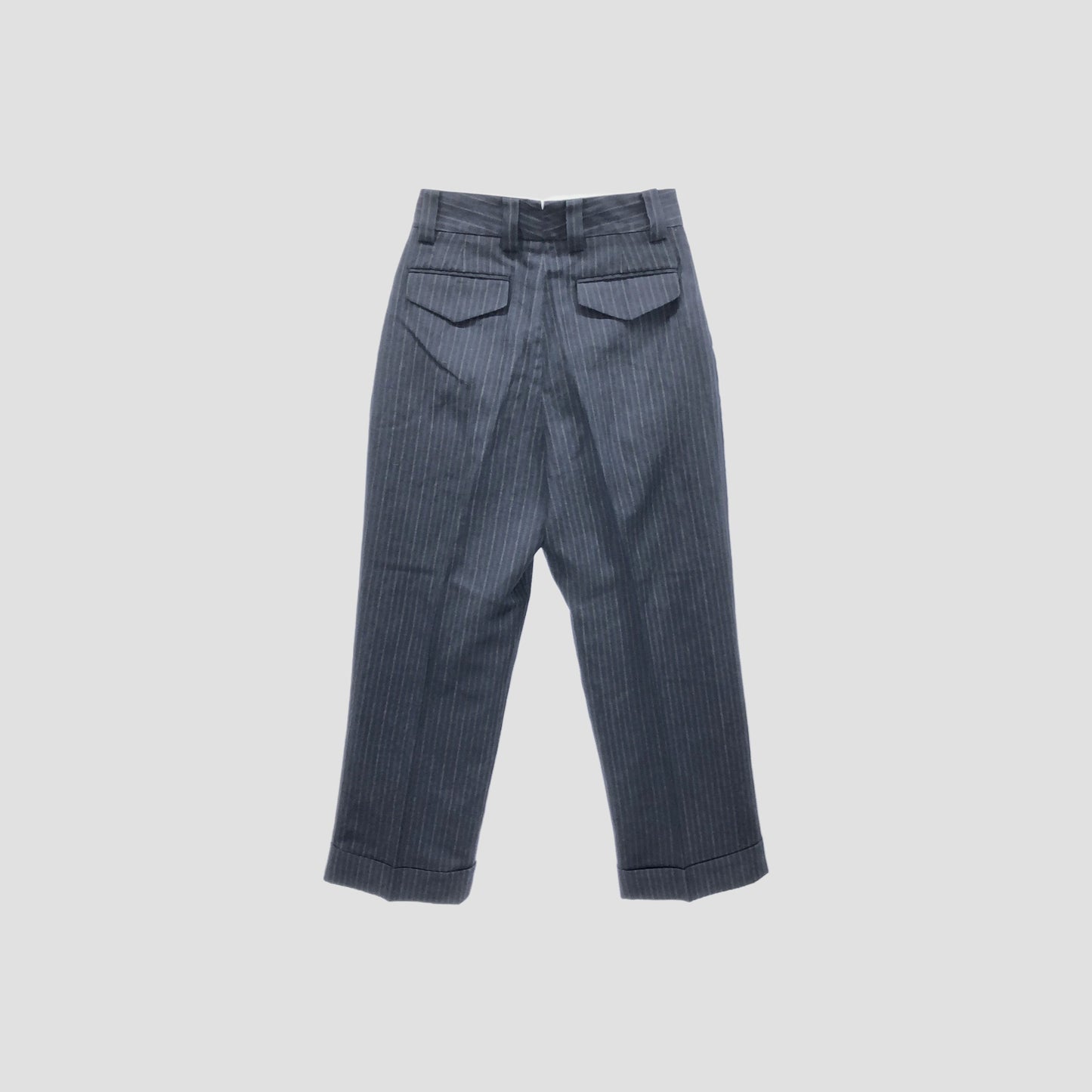 CHALK STRIPE LINEN WOOL TROUSERS