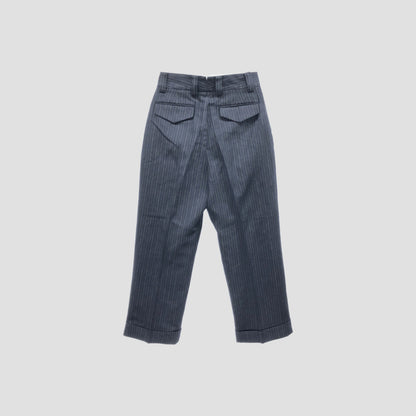 CHALK STRIPE LINEN WOOL TROUSERS