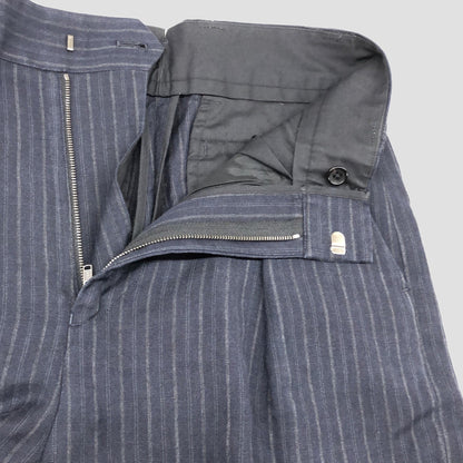 CHALK STRIPE LINEN WOOL TROUSERS
