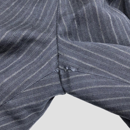 CHALK STRIPE LINEN WOOL TROUSERS