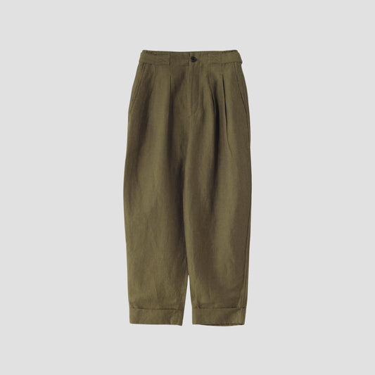 LINEN WOOL TWILL TROUSERS