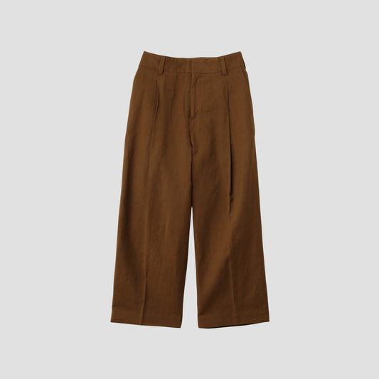 YARN DYED WOOL LINEN TROUSERS