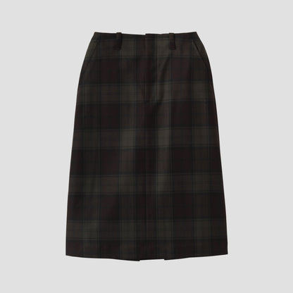 CHECK WOOL TWILL SKIRT
