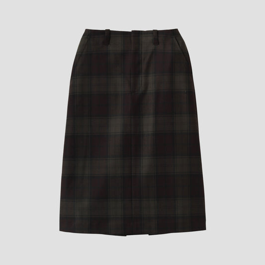 CHECK WOOL TWILL SKIRT