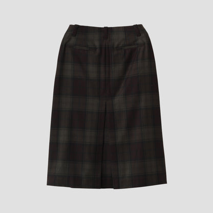 CHECK WOOL TWILL SKIRT
