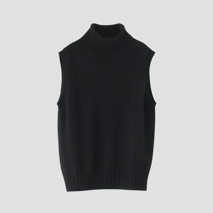 CASHMERE SLEEVELESS ROLL NECK KNIT
