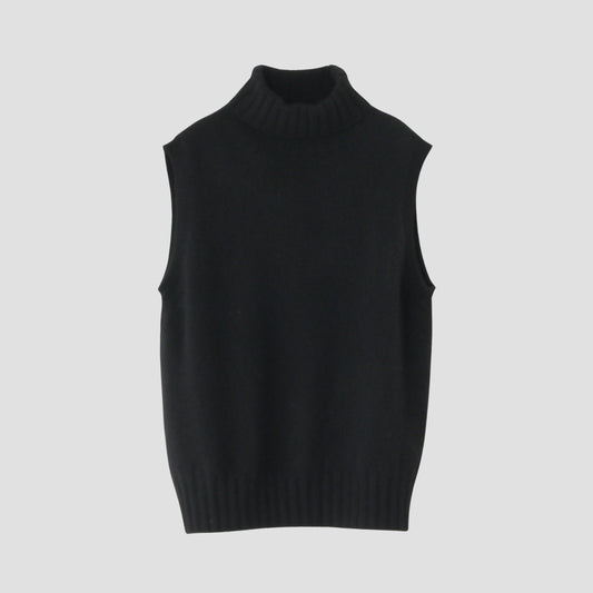 CASHMERE SLEEVELESS ROLL NECK KNIT