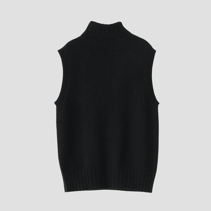 CASHMERE SLEEVELESS ROLL NECK KNIT