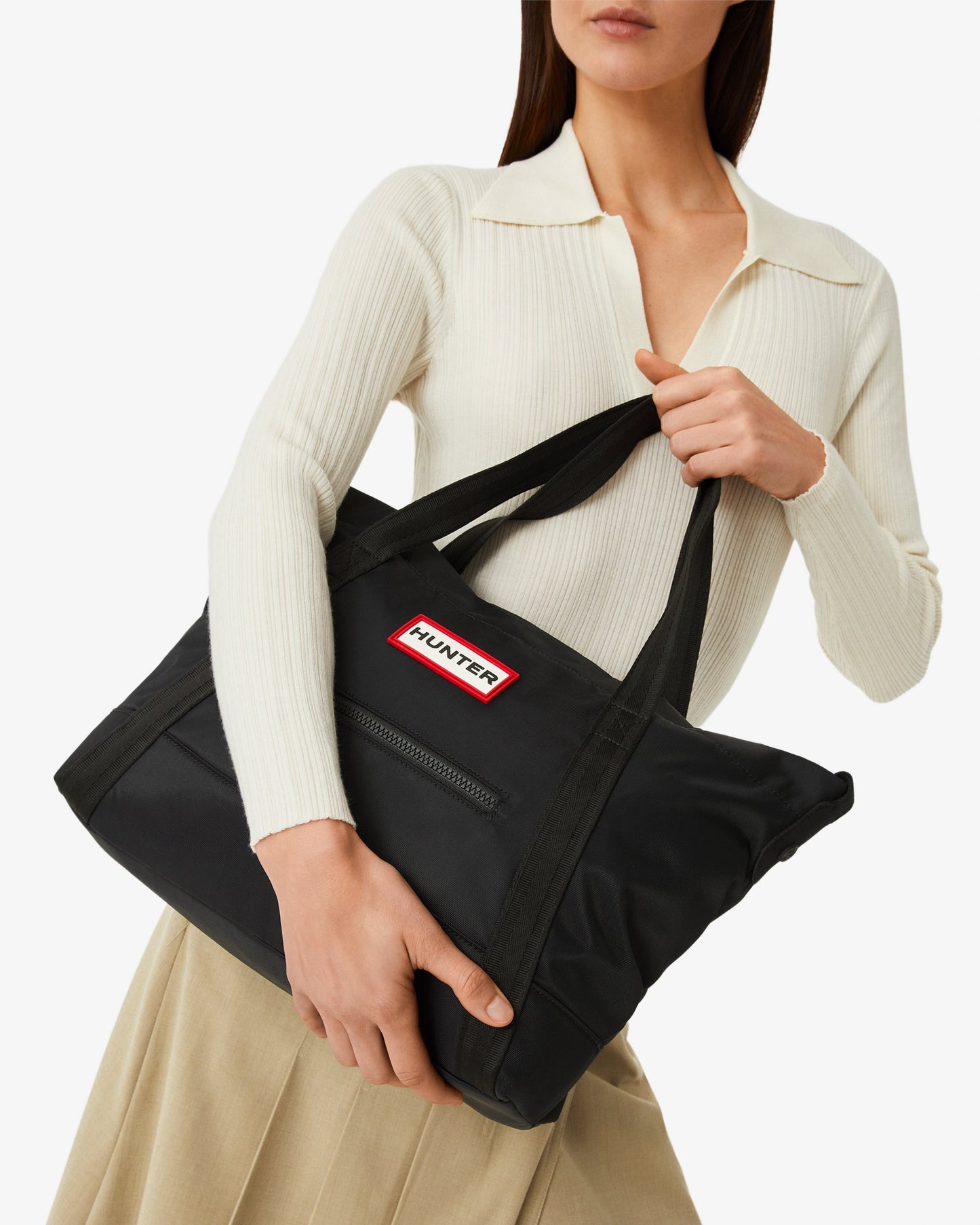 ナイロン ミディアム トップ クリップ トート バッグ