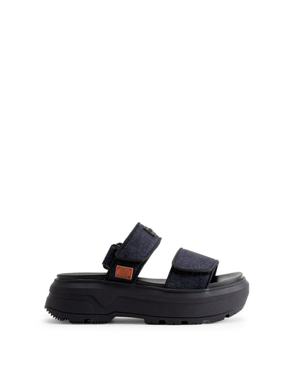 ユニセックス デニム シティ リベル ヒール ストラップ サンダル