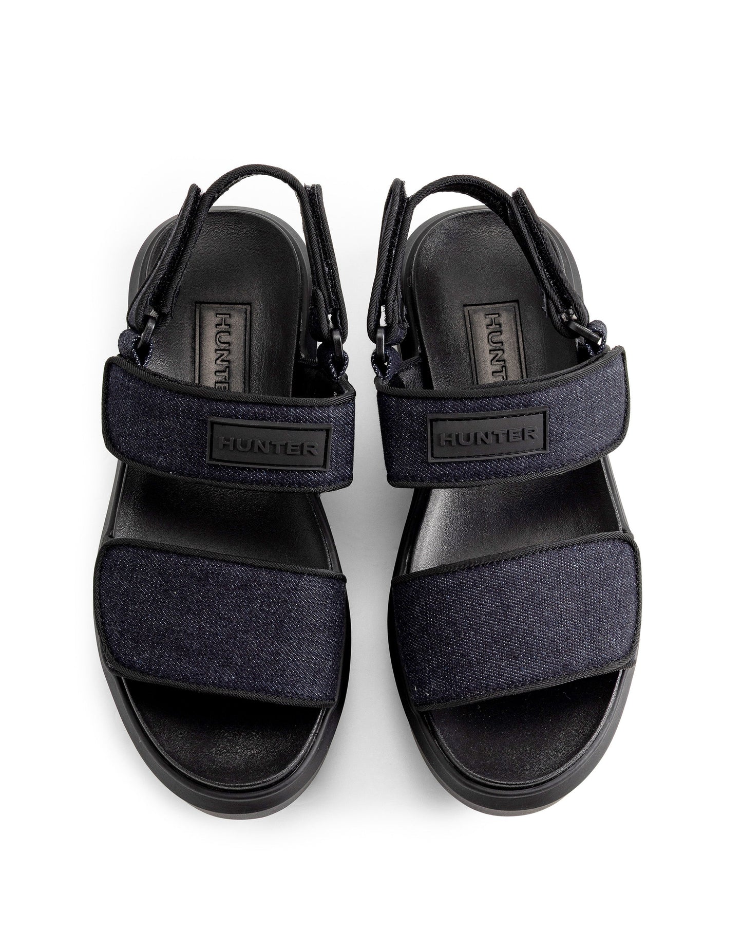 ユニセックス デニム シティ リベル ヒール ストラップ サンダル